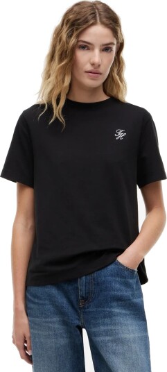 Tommy Hilfiger Th Script Reg C Nk Ss Tee   Black   XS