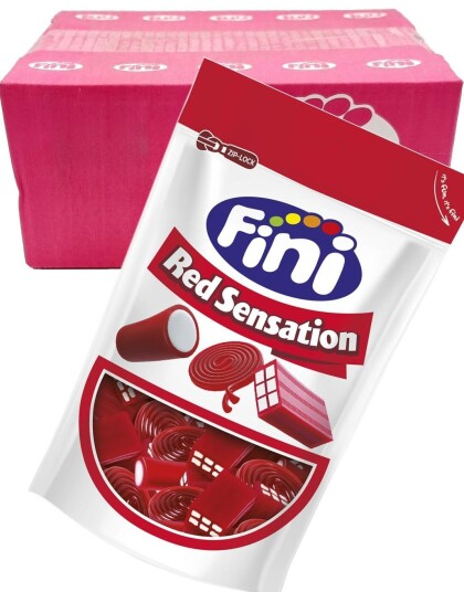 16 stk Fini Sensation Red Mix   Forskjellig Vingummi med Fyll   Hel Eske 2,64 kg