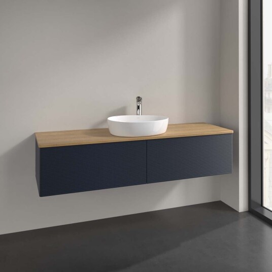 Villeroy & Boch  Antao Servantskap med 2 skuffer 160x50x36 cm m/lys Blå Matt/Eik