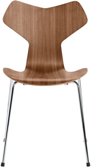 Fritz Hansen - 3130 Grand Prix Valnöt Stapelbara Stålrör Spisestoler Arne Jacobsen Tre Farget Metall/tre