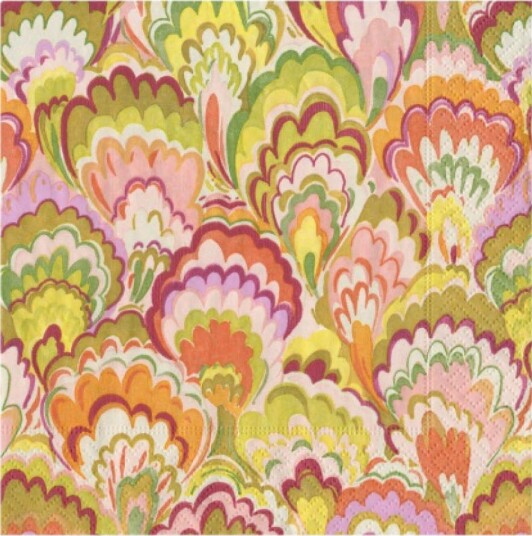 Caspari   Marbled Ceramica serviett 33x33 cm 20 stk bringebær/chartreuse