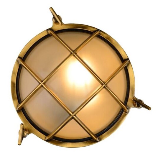 Lucide Dudley Utendørs Vegglampe Rund Matt Gull/ Messing Lucide Dudley Utendørs Vegglampe Rund Matt Gull/ Messing