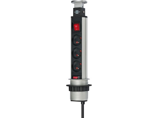 Brennenstuhl Tower-Power Skrivebordskjøteledning 3 Stikkontakter Med Bryter 2M (1396201003)