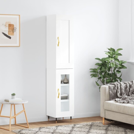 Highboard hvit 34,5x34x180 cm konstruert tre Highboard hvit 34,5x34x180 cm konstruert tre