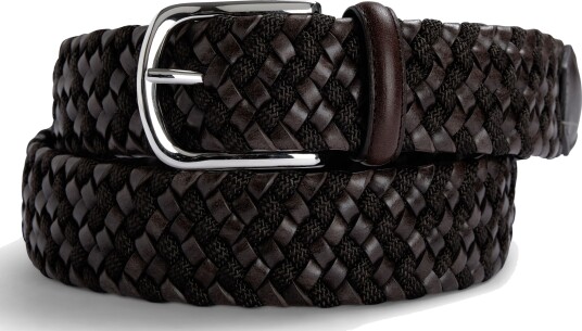 Paolo Vitale Braided leather elastic belt 90 brun herre