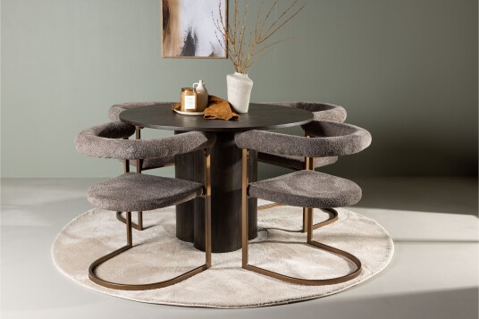 Venture Home Olivia Matgruppe 110 cm Rund med 4 Morning Stoler Brun