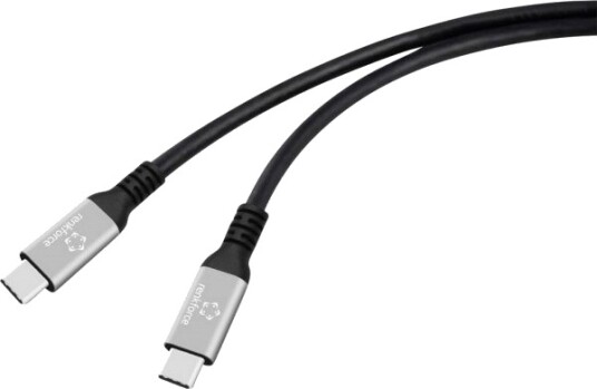 Renkforce Usb-C Kabel Usb4™ Usb-C® Stik Usb-C® Stik 1 M Sort Aluminiumsstik Silikone Ekstremt Fleksibelt 8K Uhd Rf-6805036