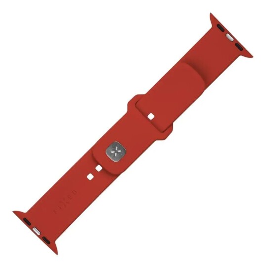 Fixed Apple Watch (42 / 44 / 45 / SE / 49 mm) Sporty Wide Silikonremsett - Rød