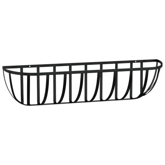 Plantekasser 2 stk med kokosfiberinnlegg svart 76x21x16 cm stål 319355