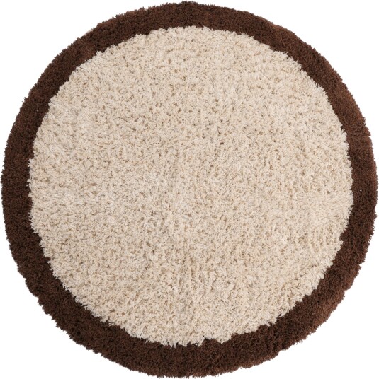 Rundt teppe   Sagres Natural Cotton Shaggy offwhite/brun Størrelse: Ø 200 cm