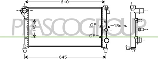 PRASCO FT122R003 Radiator motorkjøling PRASCO FT122R003 Radiator motorkjøling