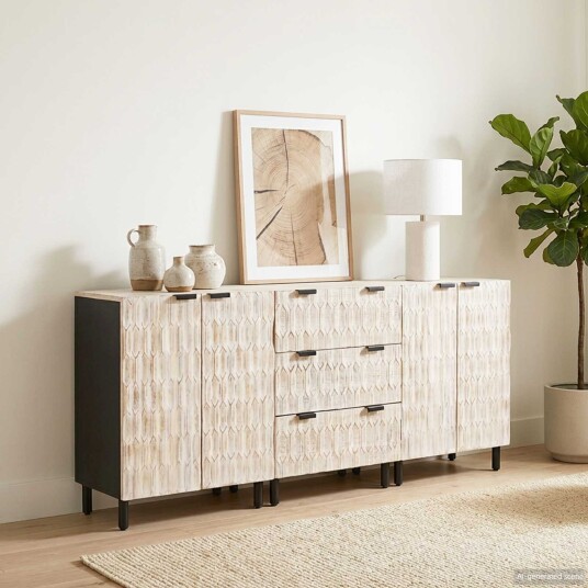 vidaXL Serviesskap 3 pcs Hvit Vask Finish 180 x 33 x 75 cm