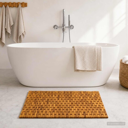 vidaXL Badematter Naturlig 65 x 100 cm Solid akasietre