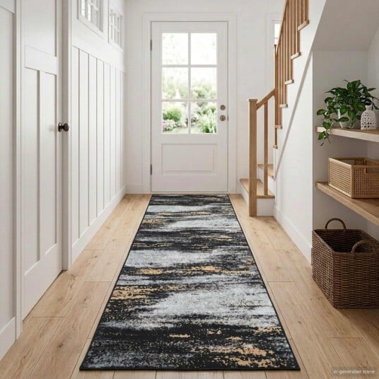 vidaXL Teppe Runner LESAKA Svart og Gull 100 x 250 cm Diamant fløyel