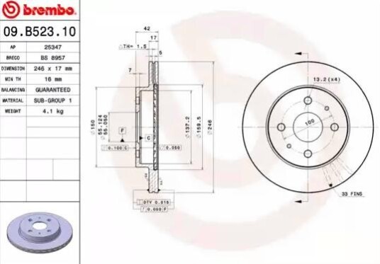 Bremseskive BREMBO 09.B523.10