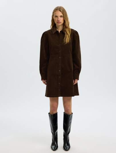 Selected Femme Runa Short Corduroy Dress Brun 38