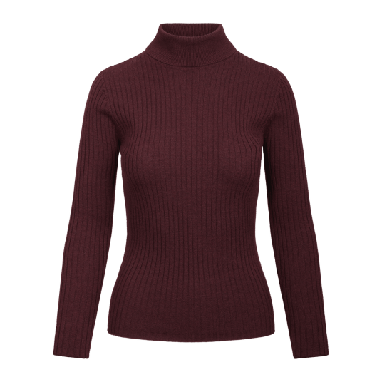 Mari Turtleneck Chocolate Cherry XS Merino rib turtle