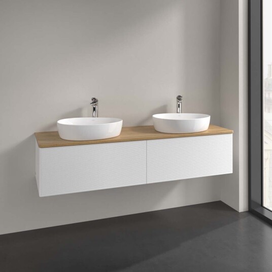 Villeroy & Boch Antao Servantskap med 2 skuffer 160x50x36 cm u/lys Hvit Matt/Eik Villeroy & Boch Antao Servantskap med 2 skuffer 160x50x36 cm u/lys Hvit Matt/Eik