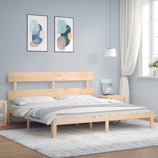 vidaXL Sengeramme med hodegavl 200x200 cm heltre