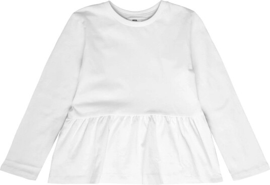 Mango Ruffle Cotton T Shirt NATURAL WHITE 104