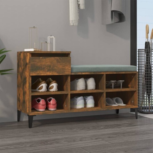 vidaXL Skoskap r?kt eik 102x36x60 cm konstruert tre vidaXL Skoskap r?kt eik 102x36x60 cm konstruert tre