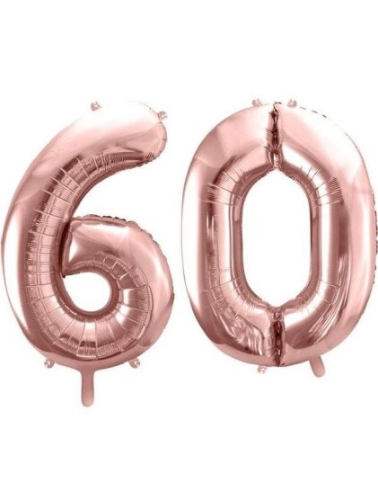 60 år ballonger 86 cm rosegull