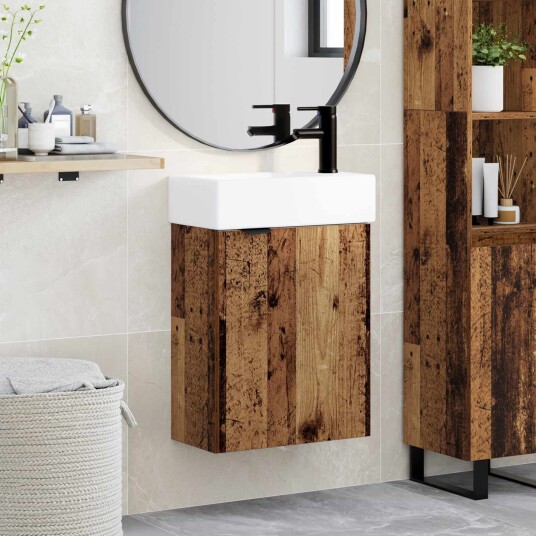 Badeværelses enhet med kran Gammelt tre 45,5 x 22,5 x 84 cm Badeværelses enhet med kran Gammelt tre 45,5 x 22,5 x 84 cm