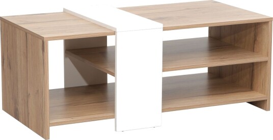 Sofabord HOME4YOU Hannes 100x53x41,5 cm rustikk / hvit melamin - Lyst rustikt tre / hvit