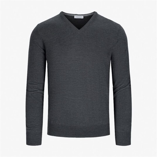 Gran Sasso V-Neck L/slv 098 Dark Grey