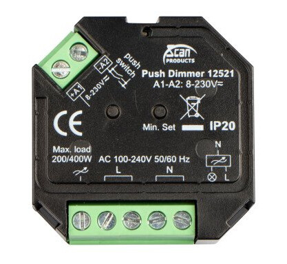 Box Push Dimmer 200W LED (Bakkant)