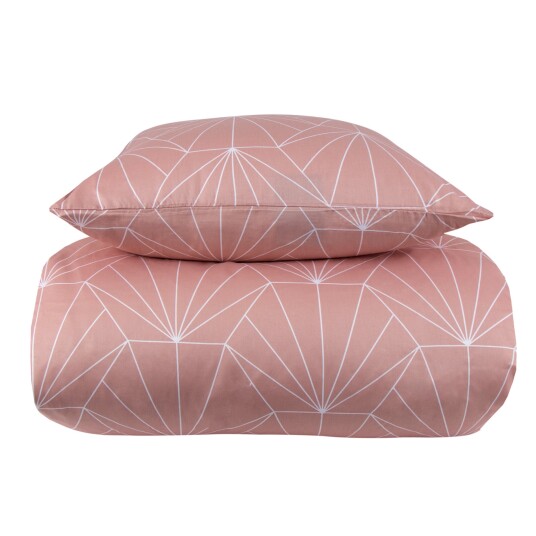 Borg Living Sateng sengesett - 140x200 cm -  Hexagon fersken - 100% Bomullssateng