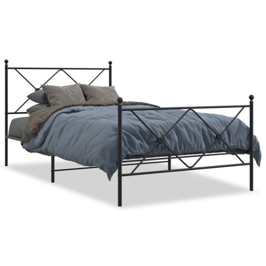  Sengeramme i metall med hode- og fotgavl svart 107x203 cm 8721012374003