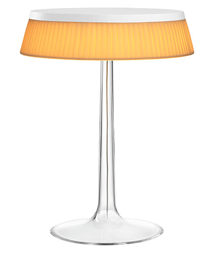 Flos Bon Jour Bordlampe Hvit Kropp og Stoff Skjerm Flos Bon Jour Bordlampe Hvit Kropp og Stoff Skjerm