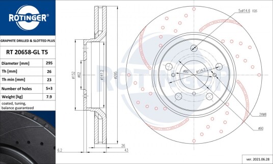 Bremseskive ROTINGER RT 20658-GL T5