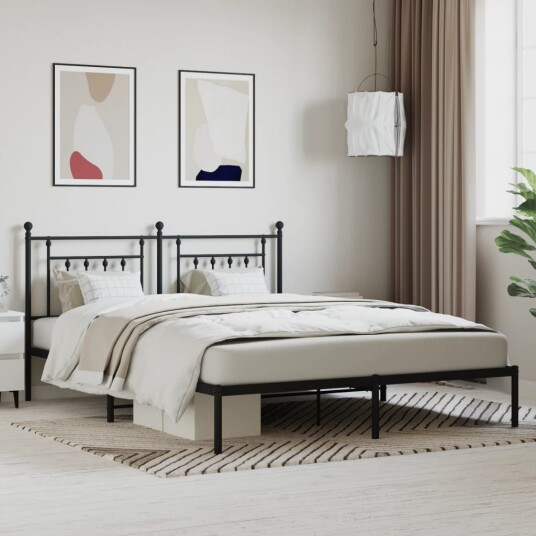 vidaXL Sengeramme i metall med sengegavl svart 180x200 cm 8720845883218