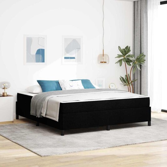 Boksfjær Seng Svart 180 x 200 cm Stoff konstruert tre