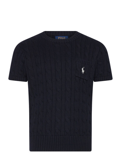 Ralph Lauren Kids Cable-Knit Cotton Short-Sleeve Sweater Navy 132-140 Ralph Lauren Kids Cable-Knit Cotton Short-Sleeve Sweater Navy 132-140