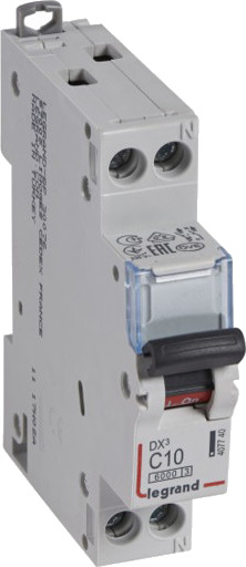Legrand Automatsikring DX3 C 10A 1P+N, 1M, 6/10kA