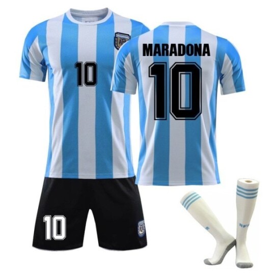 Kids Maradona Jersey Number 10 Argentina Retro 1986 Kit Perfet #26