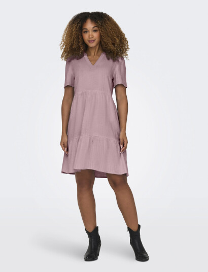 ONLY Onltiri-Caro S/S V-Neck Lin Dress Cc Pnt - Purple - XS ONLY Onltiri-Caro S/S V-Neck Lin Dress Cc Pnt - Purple - XS