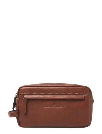 Castelijn & Beerens Verona Washbag Brown 25X12X15CM Castelijn & Beerens Verona Washbag Brown 25X12X15CM