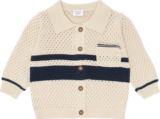 Hust and Claire Cardigan - Strikk - HcCharlie - Sandskall - Hust and Claire - 6 år (116) - Cardigan Beige Marineblå