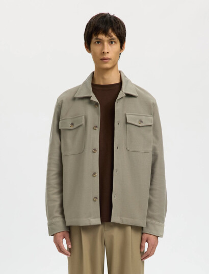 Selected Slholiver Sweat Overshirt Noos - Khaki green - S