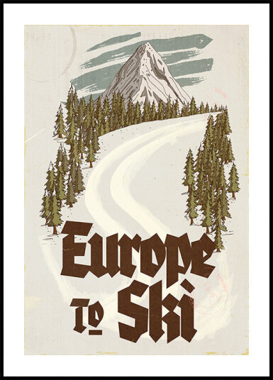 Europe To Ski Vintage Travel Postcard Plakat Plakat / 50x70cm