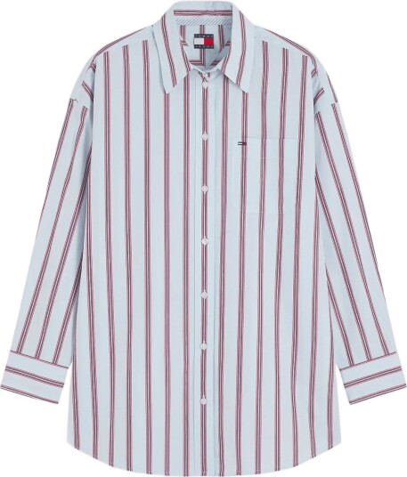 Tommy Jeans Tjw Ovs Essential Shirt Ext SHEER BLUE STRIPE L