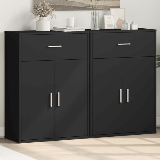 Skjenker 2 svart 60x30x84 cm konstruert tre