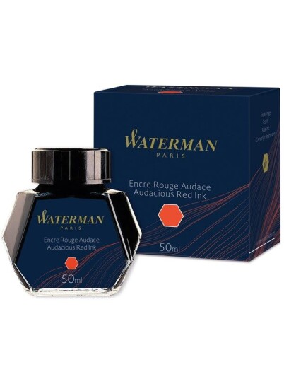 Waterman Fountain Pen Ink  Audacious Rød  50ml Bottle