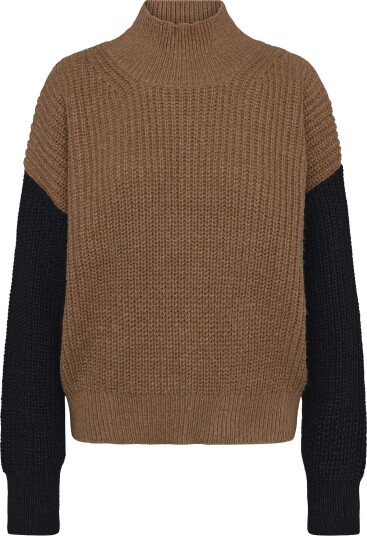 French Connection Iona Knit Colour Block Jumper   Brown   XS