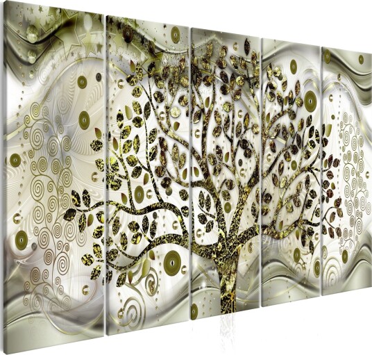 Bilde Tree And Waves 5 Parts Green 200x80 Artgeist sp. z o. o.