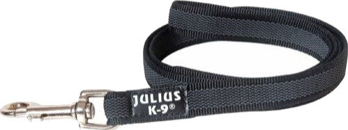 Julius K9 Gummiert Hundekobbel 14mm med Håndtak Grå-Svart